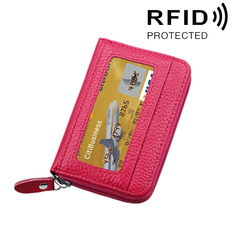 12-slot Leather Rfid Blocking Card Holder Wallet - Orange