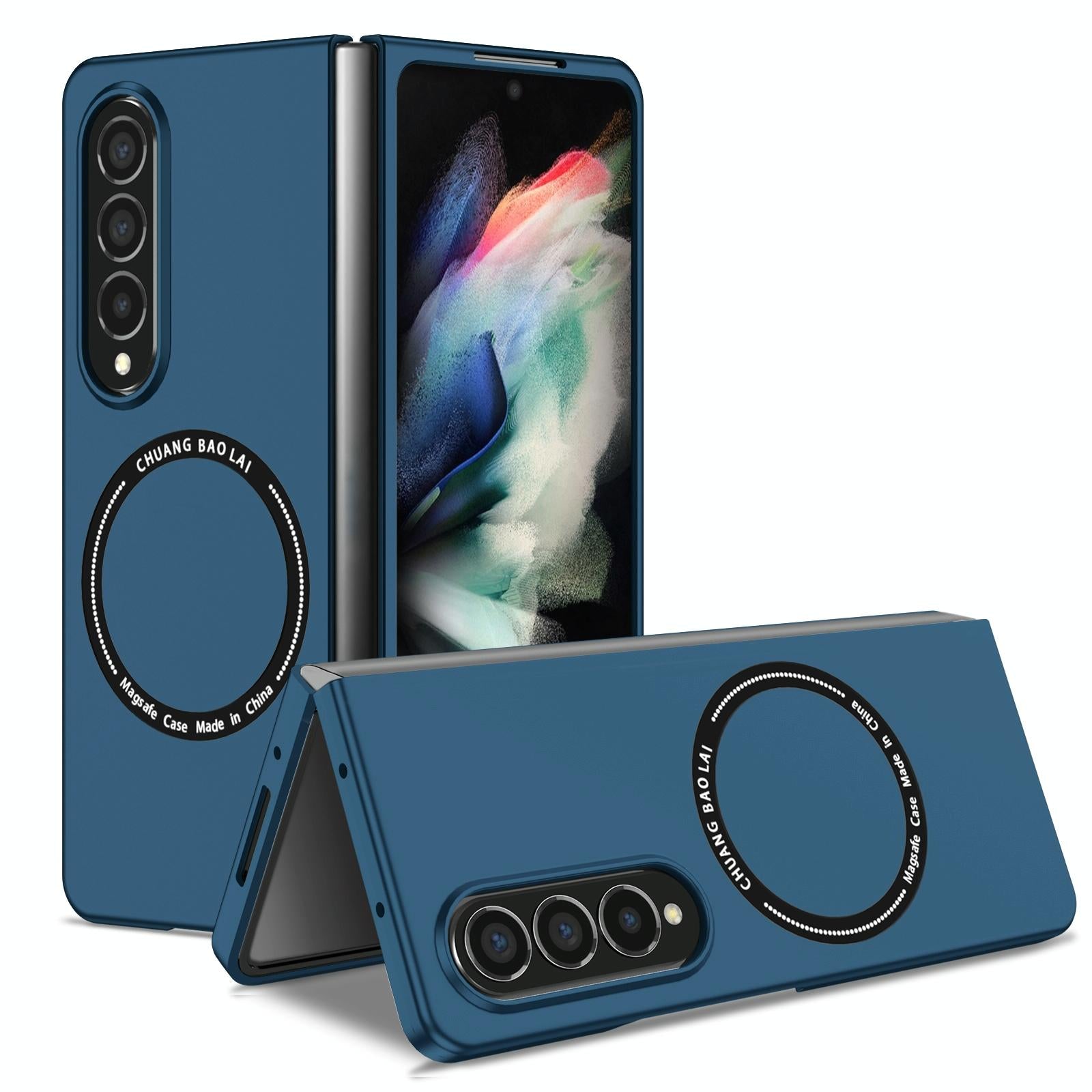 For Samsung Galaxy Z Fold4 5G Secure & Portable Magnetic Folding Case - Blue