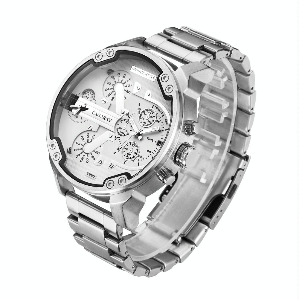 Large Dial Dual Time Zone Business Watch - Fashionable Quartz - Wa0024E