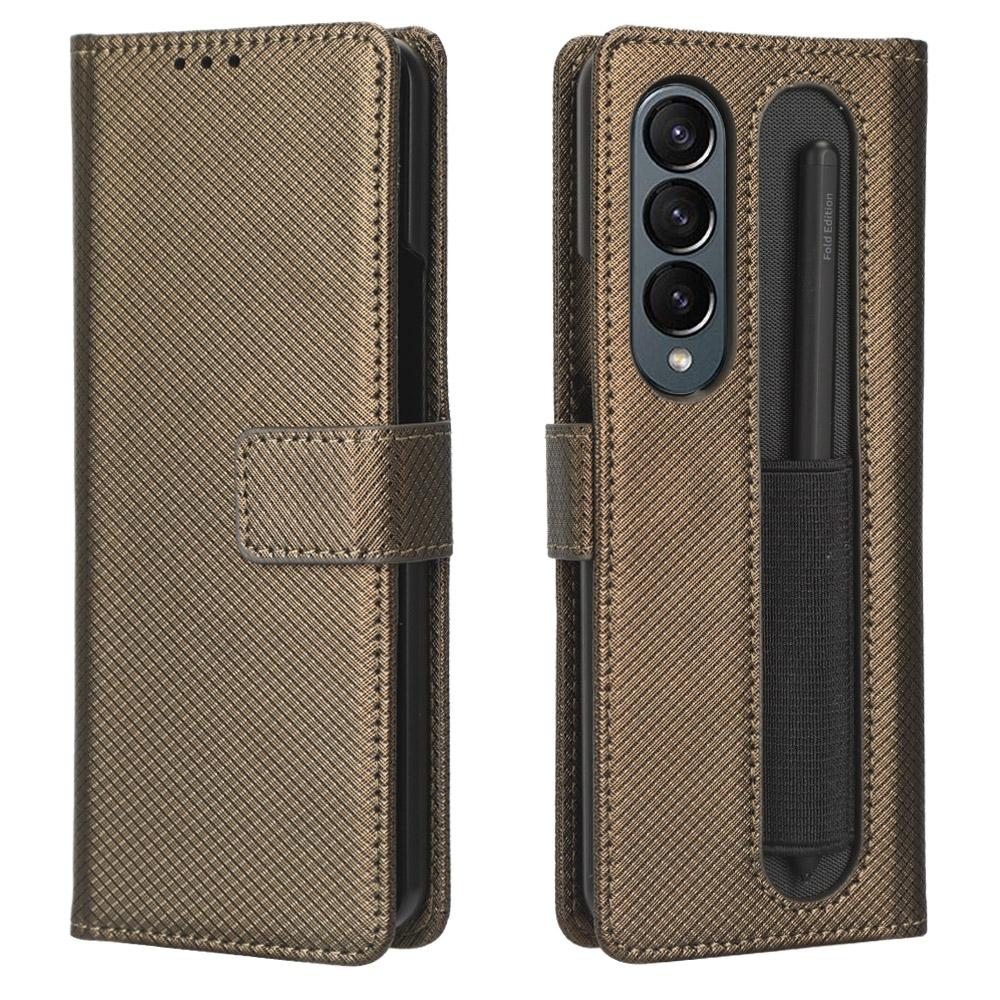 For Samsung Galaxy Z Fold4 5G Textured Leather Phone Case - Purple 9