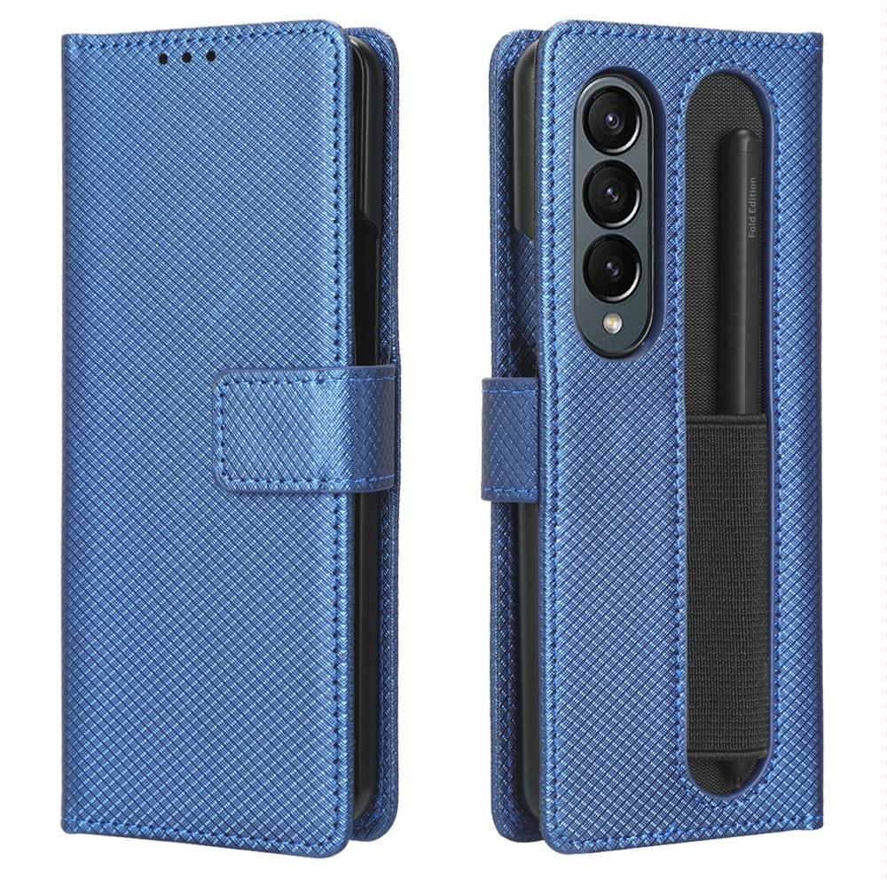 For Samsung Galaxy Z Fold4 5G Textured Leather Phone Case - Purple 14