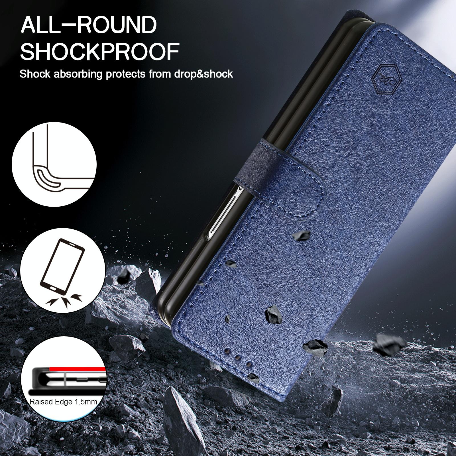 For Samsung Galaxy Z Fold4 5G Leather Texture Phone Case - Pu Tpu - Light Blue 6