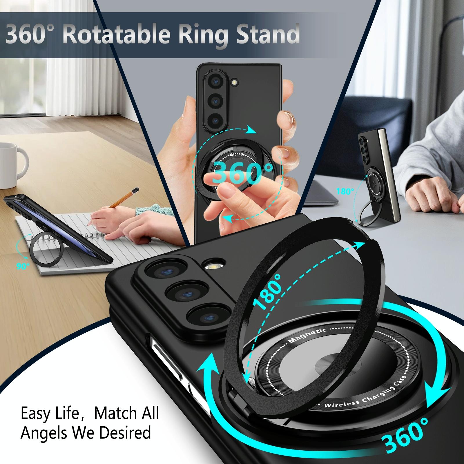 For Samsung Galaxy Z Fold4 5G Shockproof 360 Degree Rotating Case - Red