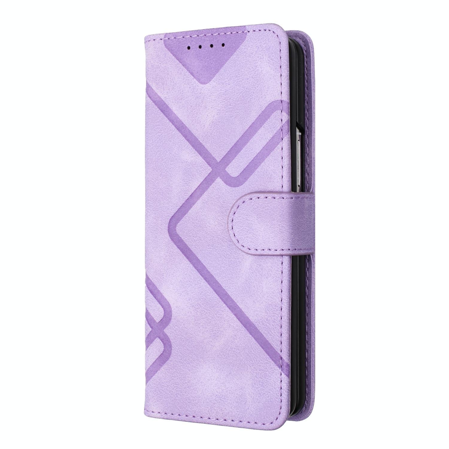 For Samsung Galaxy Z Fold4 5G Smooth Leather Phone Case - Line Pattern - Black 3