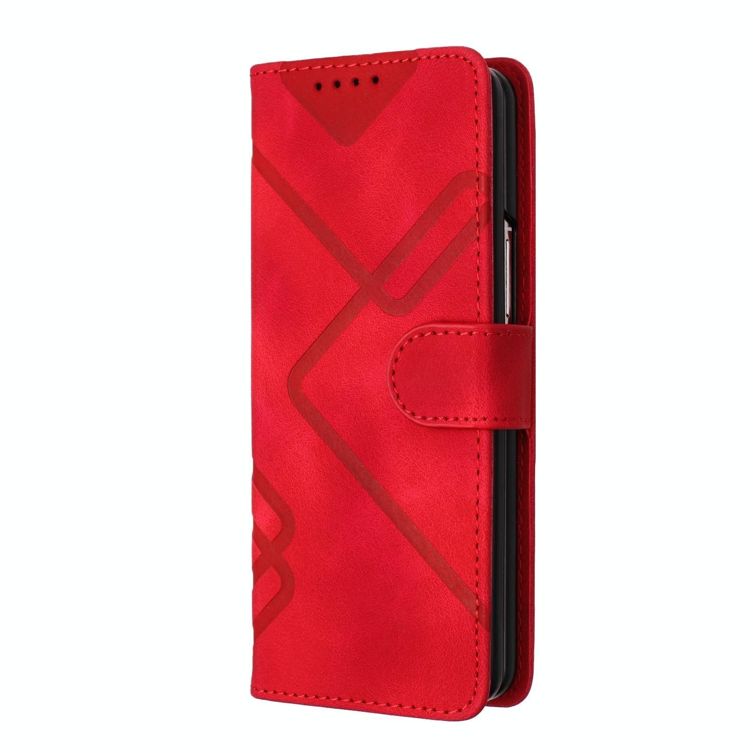 For Samsung Galaxy Z Fold4 5G Smooth Leather Phone Case - Line Pattern - Black 8