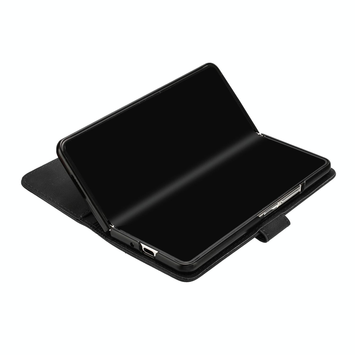 For Samsung Galaxy Z Fold4 5G Smooth Leather Phone Case - Line Pattern - Black 15