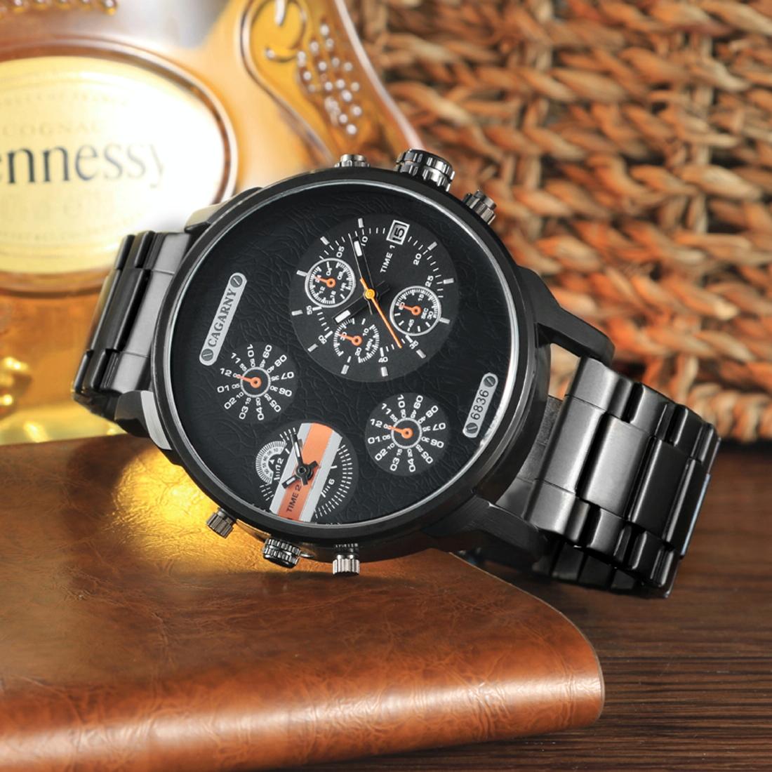 Stylish Waterproof Dual Quartz Watch with Stainless Steel Band - Orange 4