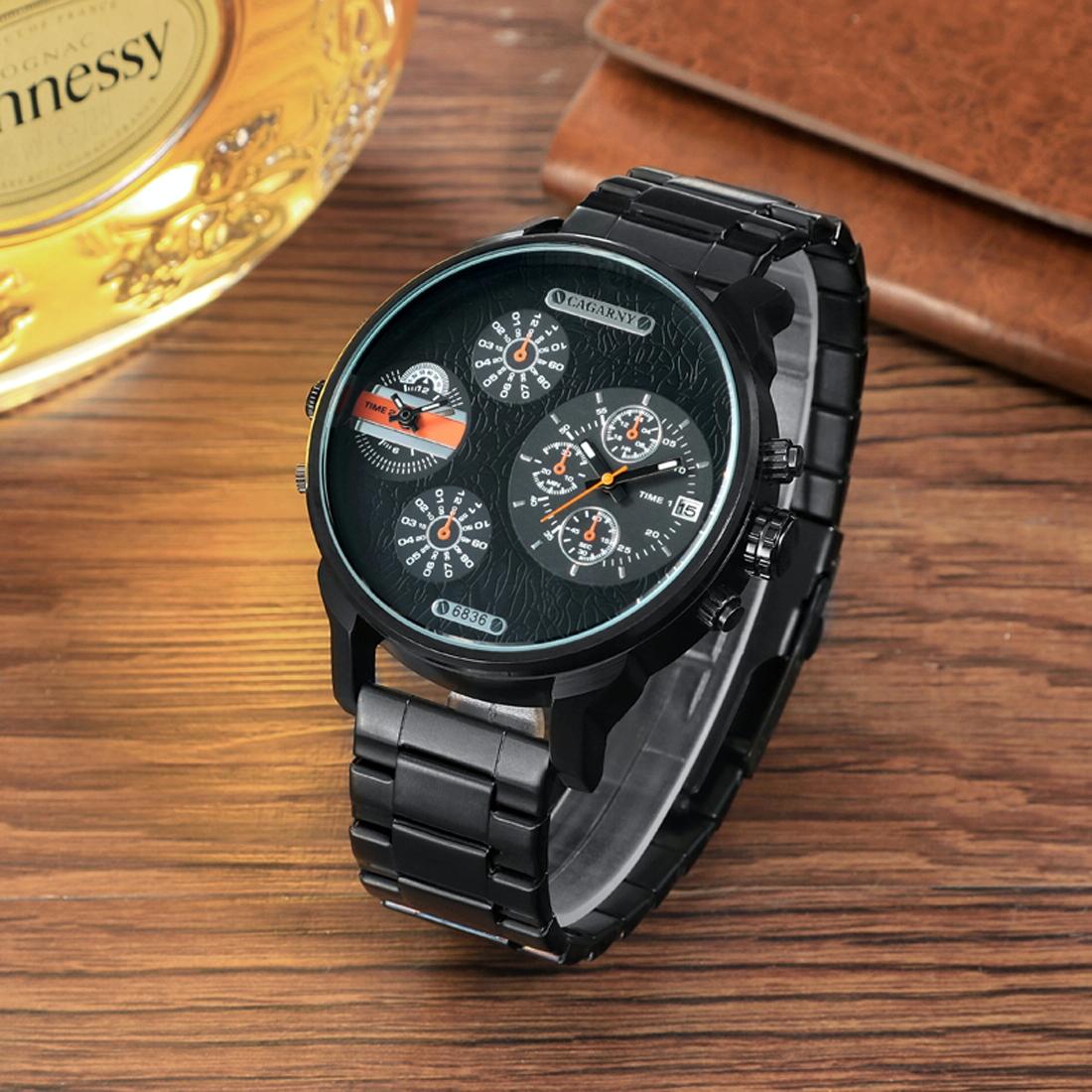 Stylish Waterproof Dual Quartz Watch with Stainless Steel Band - Orange 5