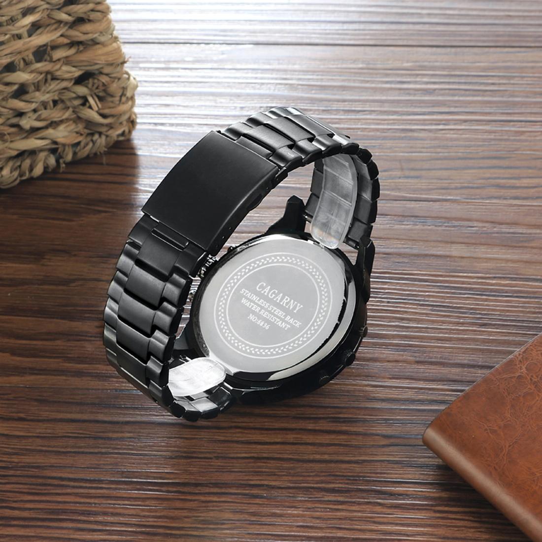 Stylish Waterproof Dual Quartz Watch with Stainless Steel Band - Orange 6