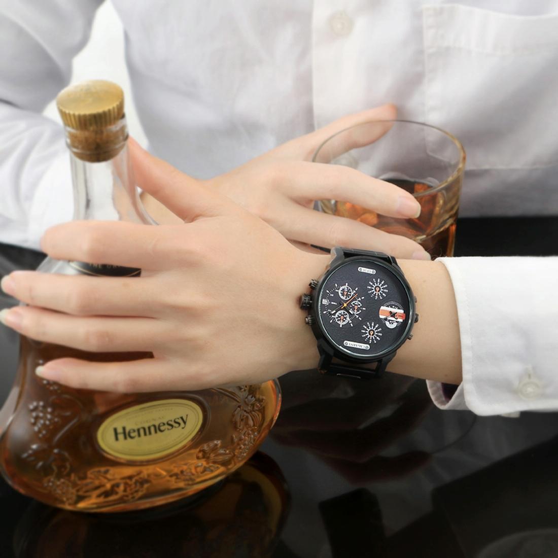 Stylish Waterproof Dual Quartz Watch with Stainless Steel Band - Orange 8
