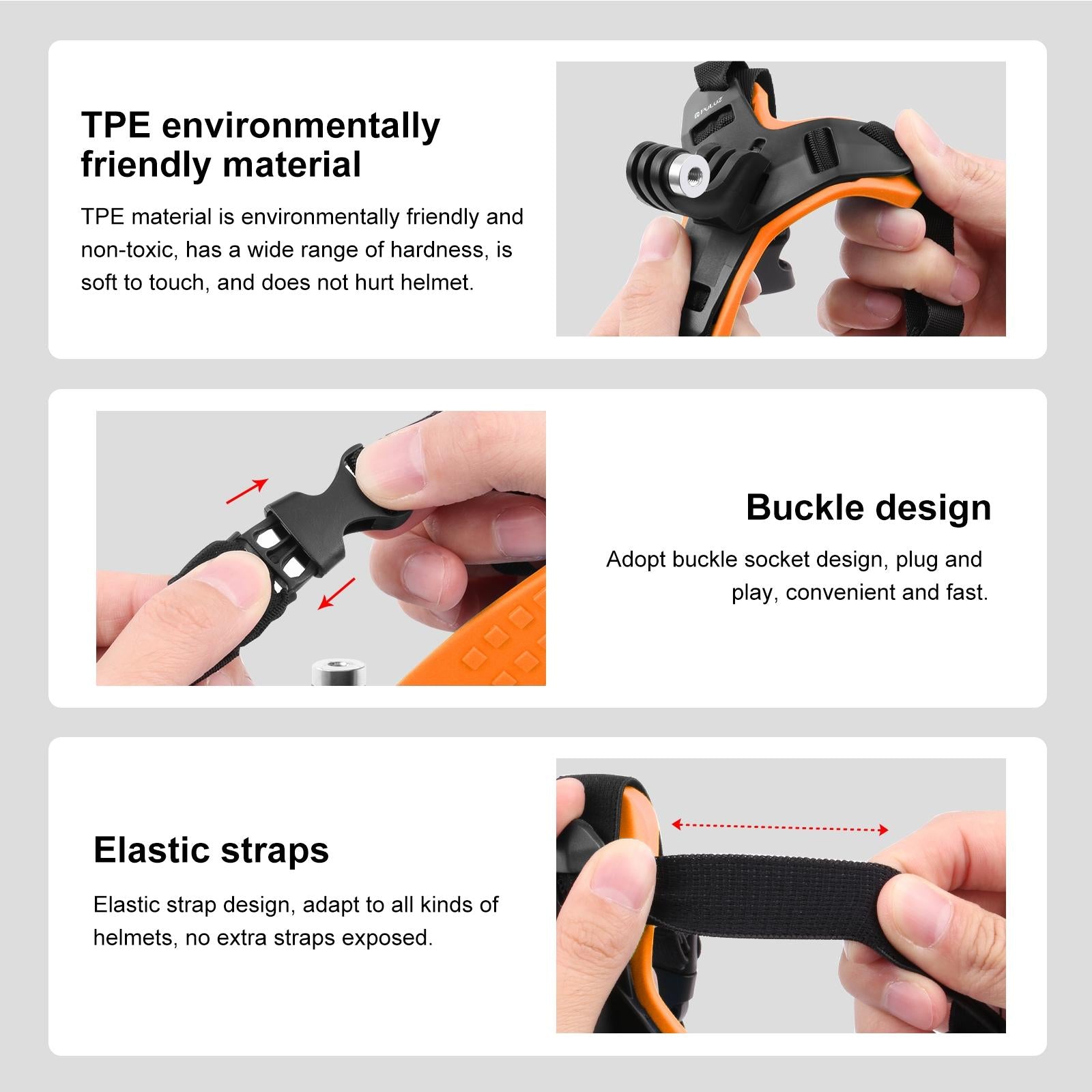 Universal Chin Strap Mount for Action Cameras - Orange 5