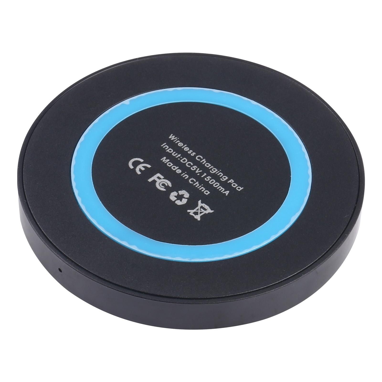 Universal 5W Round Wireless Charger - Black + Orange 7