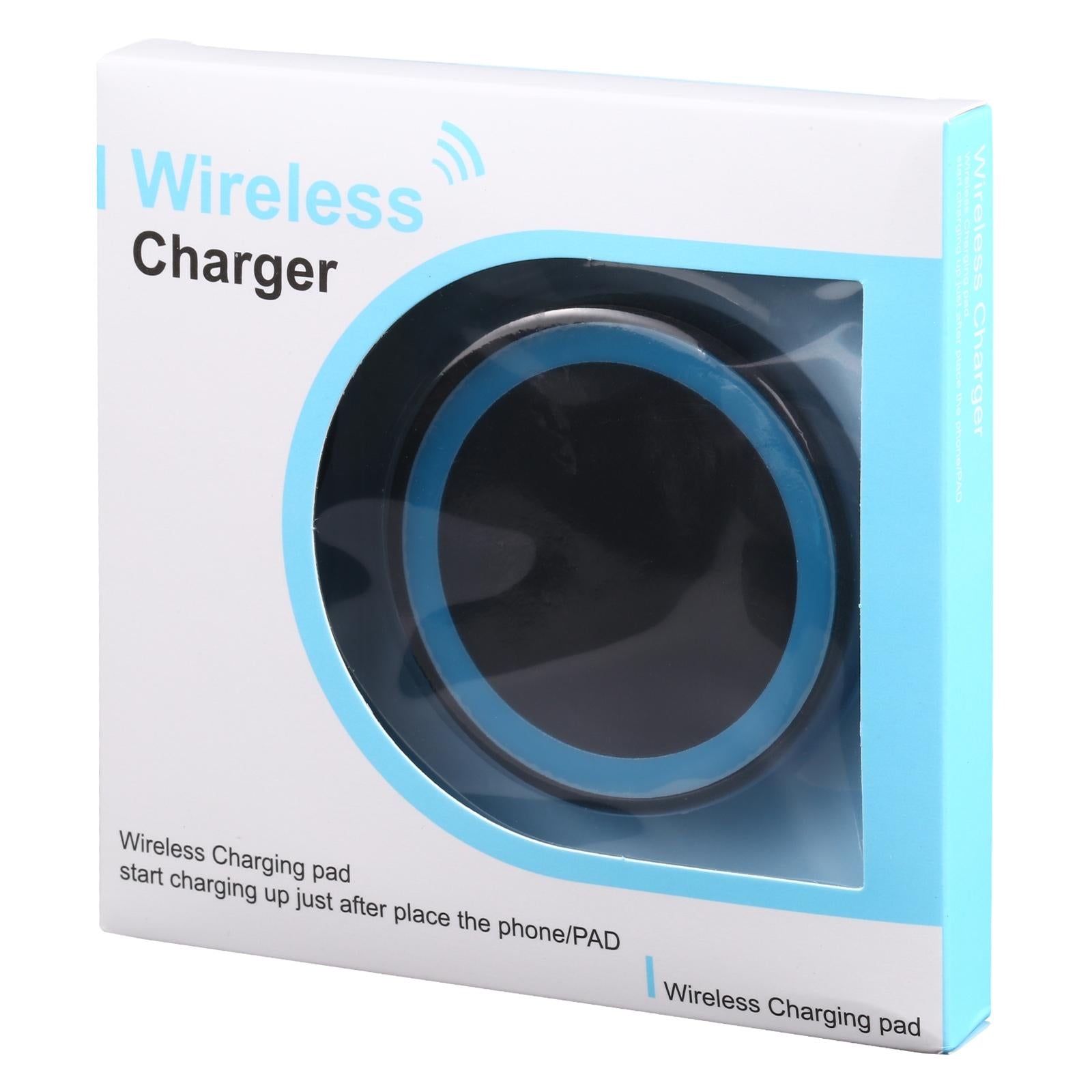 Universal 5W Round Wireless Charger - Black + Orange 9