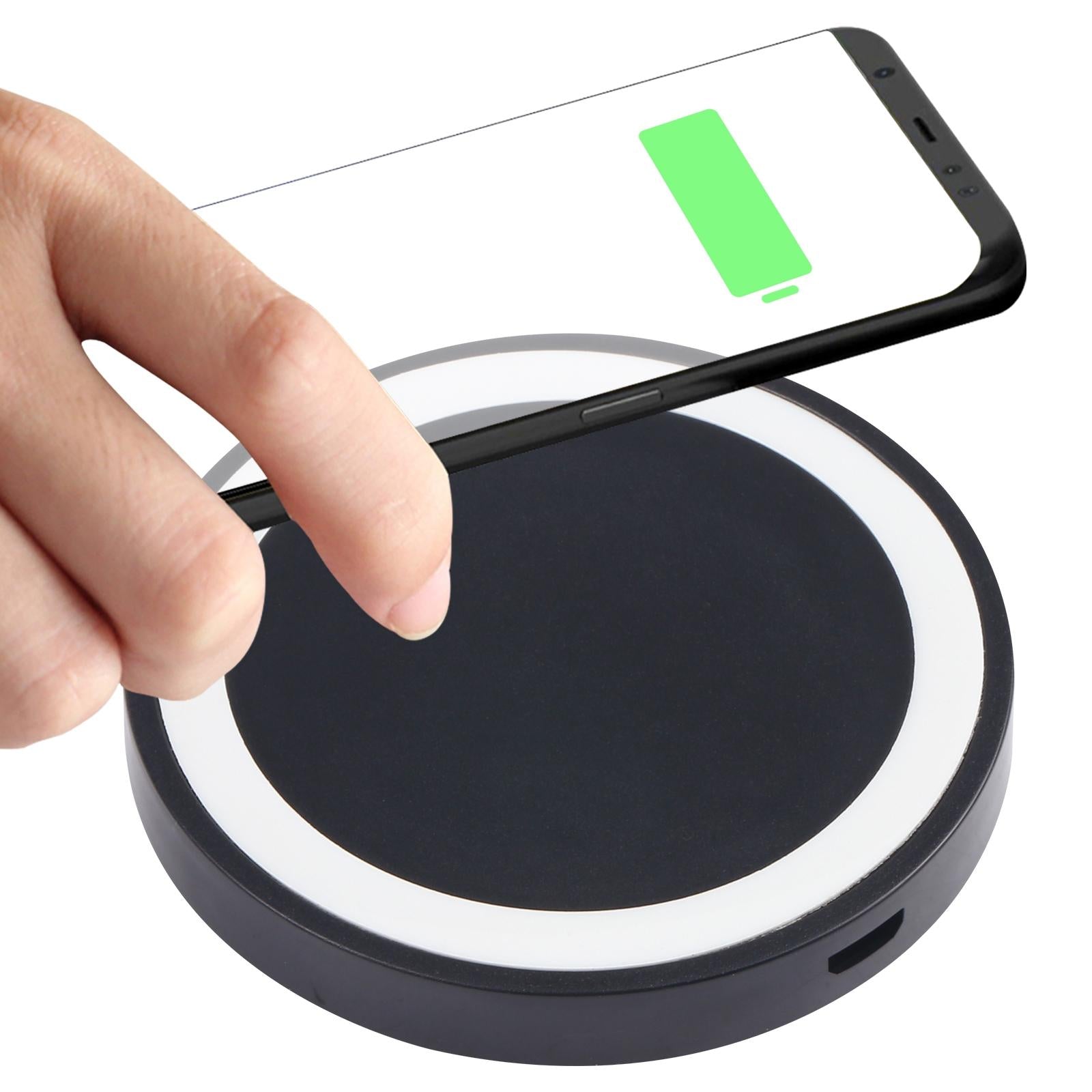 Universal 5W Round Wireless Charger - Black + Orange 13