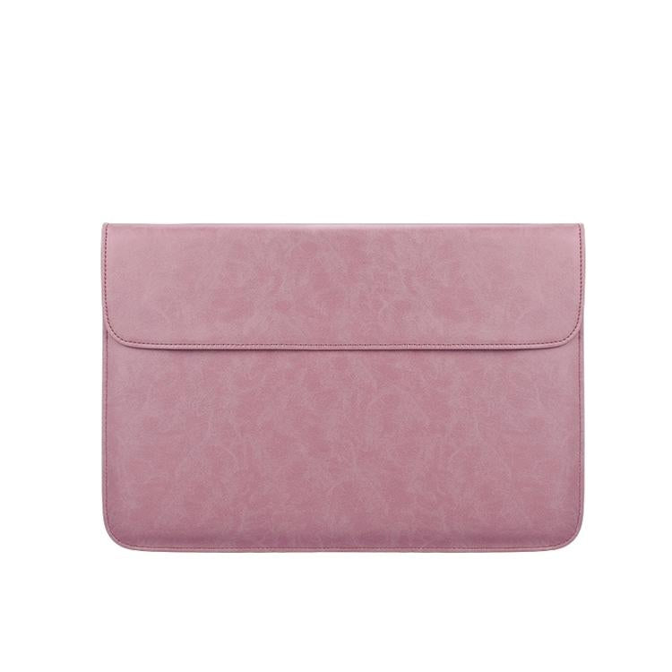 Horizontal Magnetic Leather Laptop Inner Bag - Invisible Buckle - Pink 15