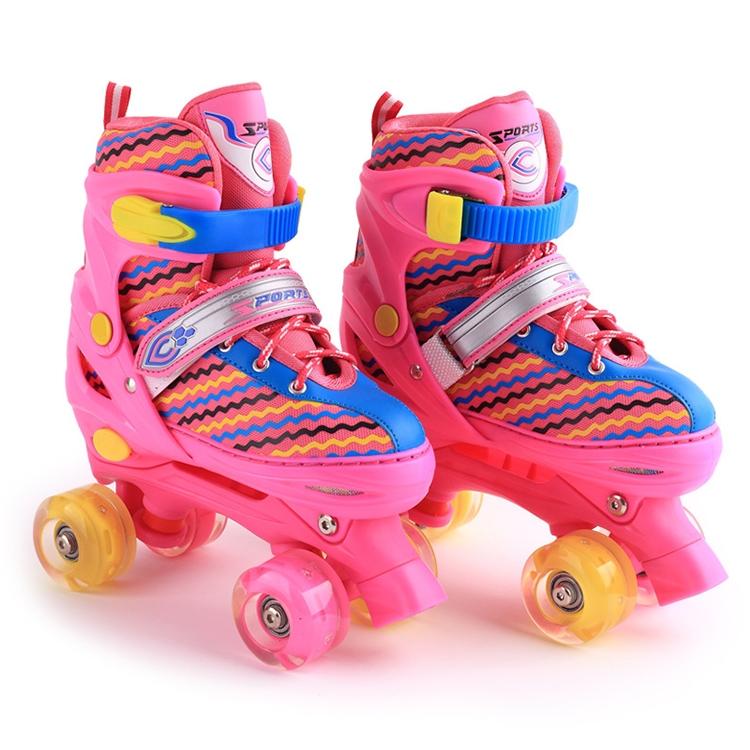 Kids' Double-row Roller Skates - Full-flash White Size m - Pink