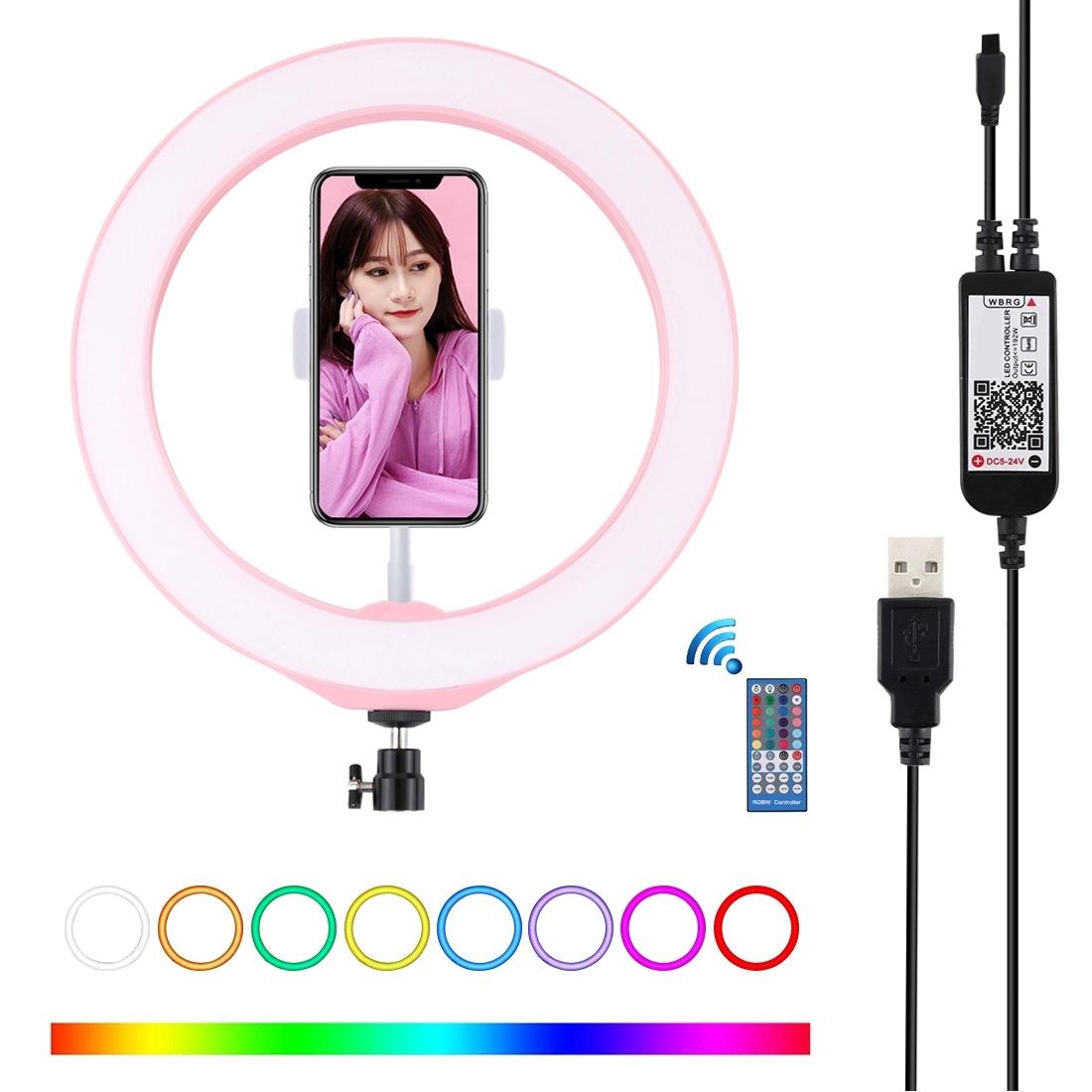 10.2 Usb Rgbw Led Ring Light with Tripod & Remote for Vlogging & Photography - Pink 14