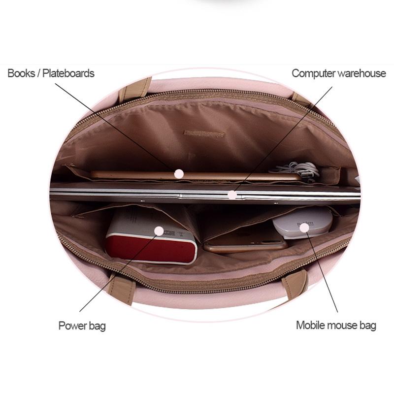 13.3 Inch Pink Laptop Crossbody Bag - Waterproof Pu Material 6