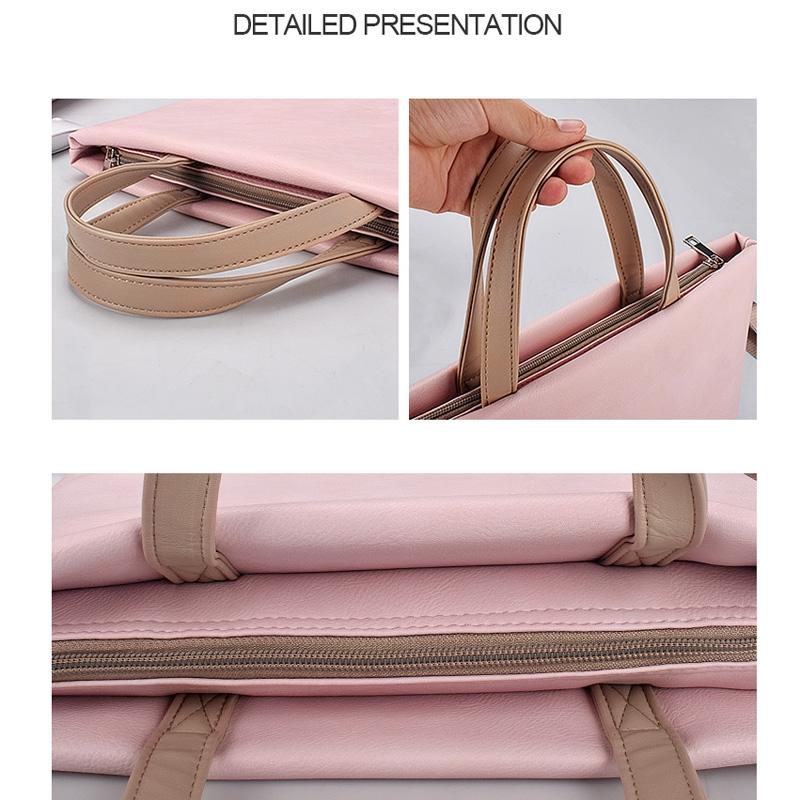 13.3 Inch Pink Laptop Crossbody Bag - Waterproof Pu Material 7