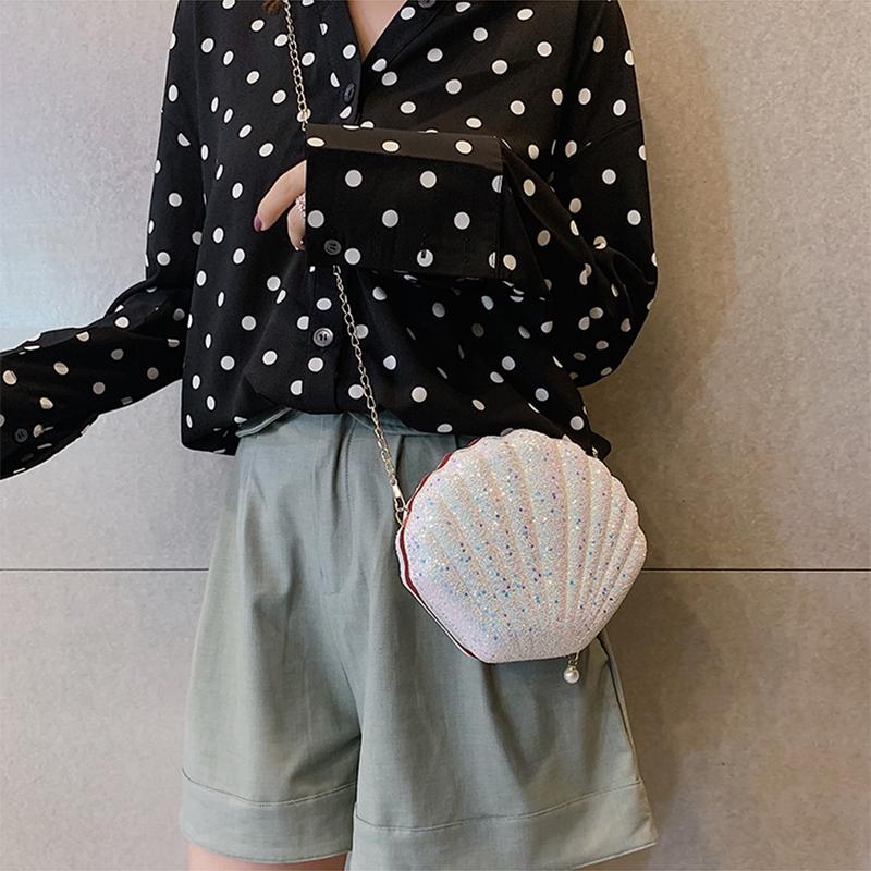 Sequined Shell Crossbody Bag Single Shoulder Fashion Accessory - Pink 13