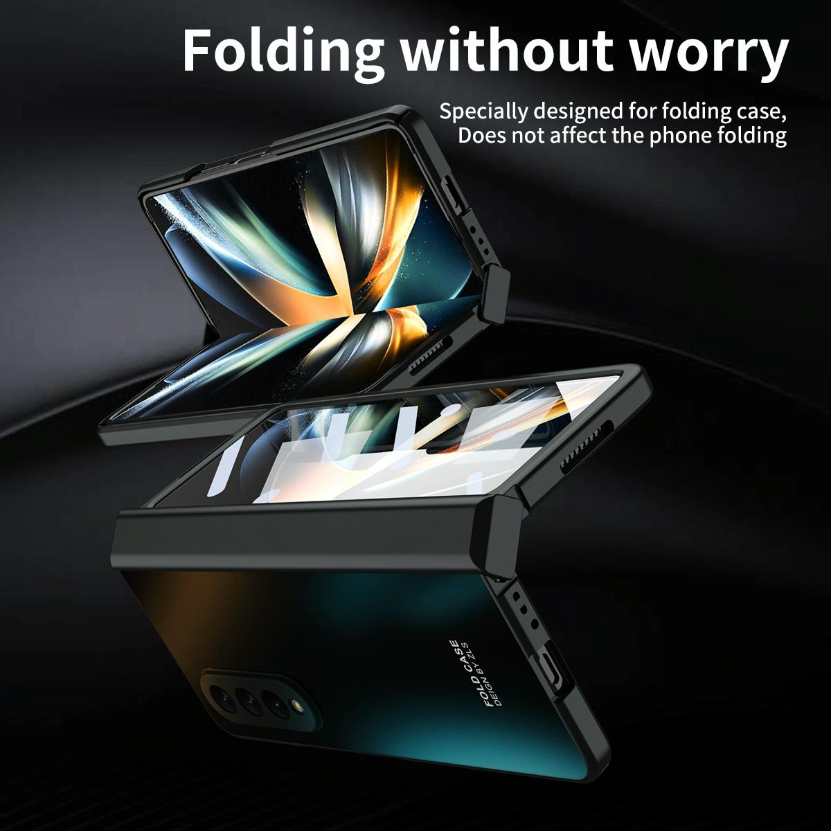 For Samsung Galaxy Z Fold4 5G Foldable Electroplated Case - Blue 13