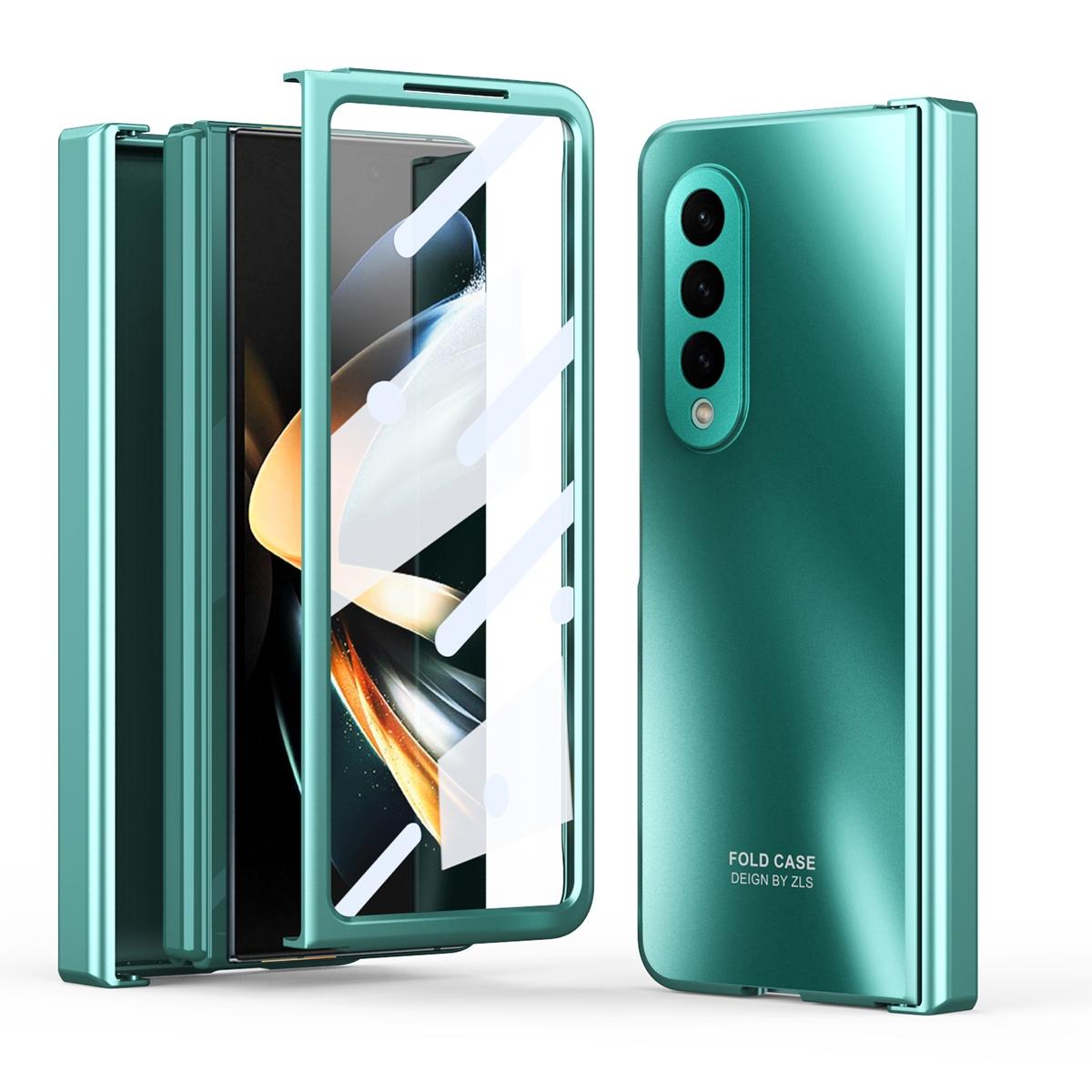 For Samsung Galaxy Z Fold4 5G Foldable Electroplated Case - Blue 14