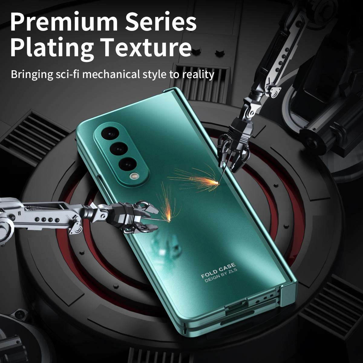 For Samsung Galaxy Z Fold4 5G Foldable Electroplated Case - Blue 15