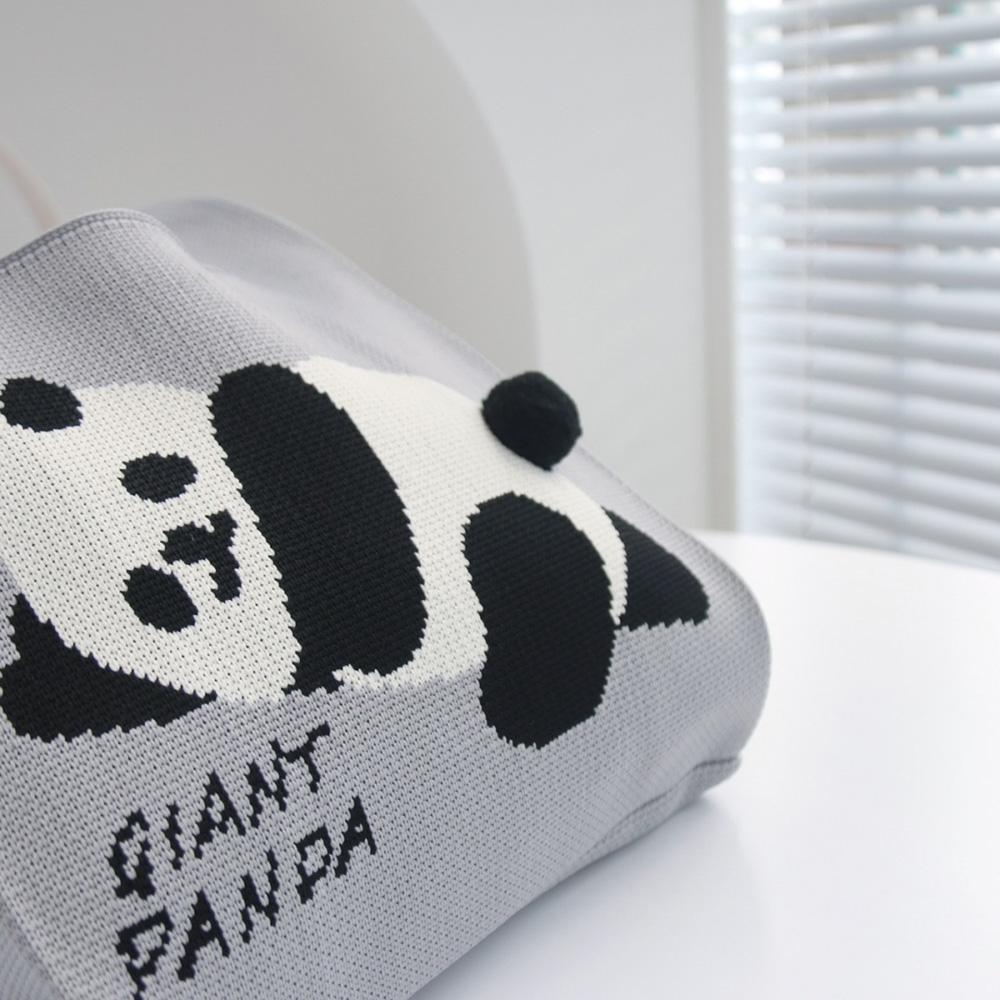 Cartoon Panda Knit Bag - Large Capacity Vest Handbag - Purple 6
