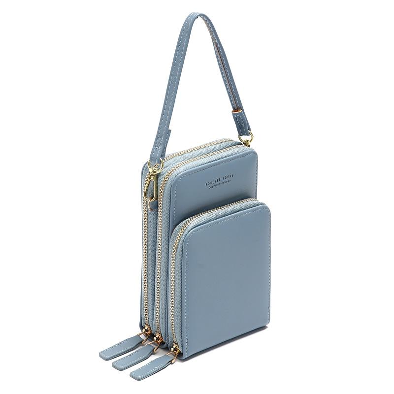 Women Pu Mobile Phone Shoulder Bag Large Capacity - Dark Blue 7