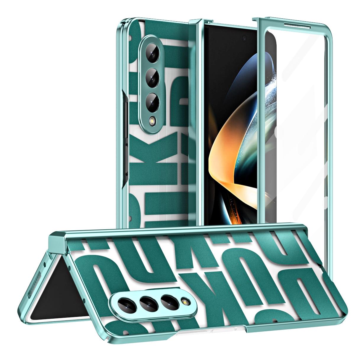 For Samsung Galaxy Z Fold4 5G Foldable Electroplated Phone Case With Hinge - Green