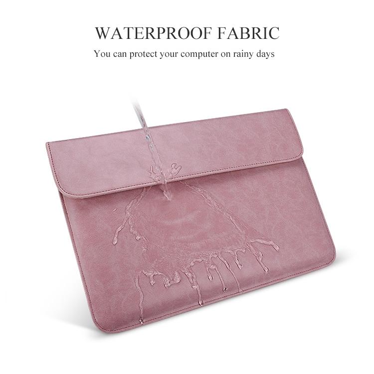 13.3 Inch Laptop Inner Bag with Magnetic Buckle and Small Bag - Pink Leather 9