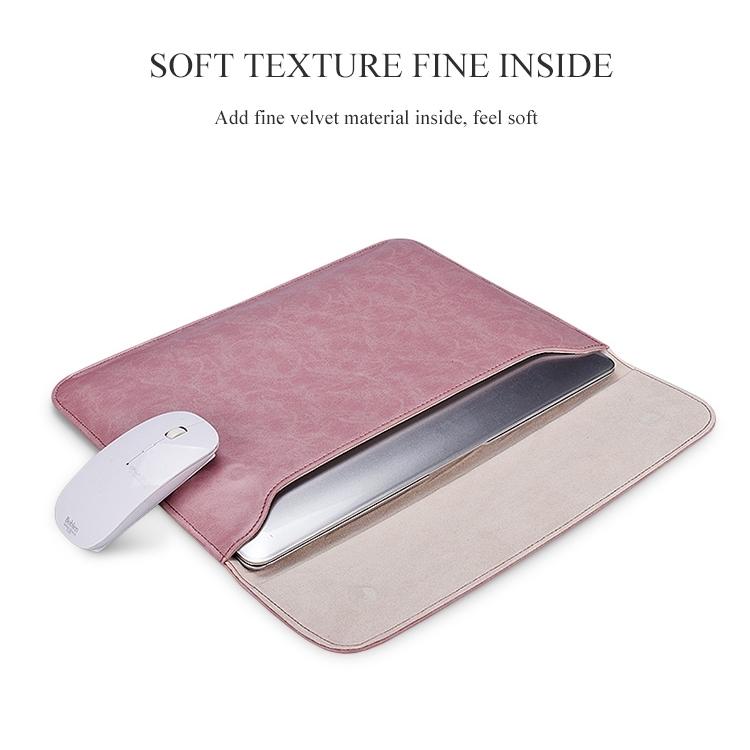 13.3 Inch Laptop Inner Bag with Magnetic Buckle and Small Bag - Pink Leather 10