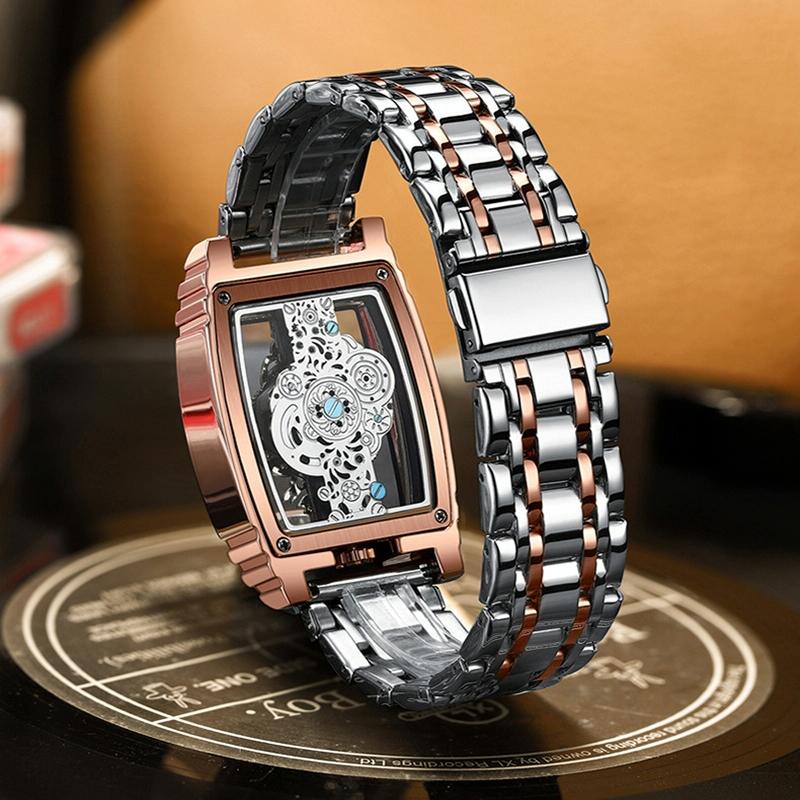 Waterproof Luminous Business Watch for Men - Gear Hollow Outdoor - Brown Leather Gold 6