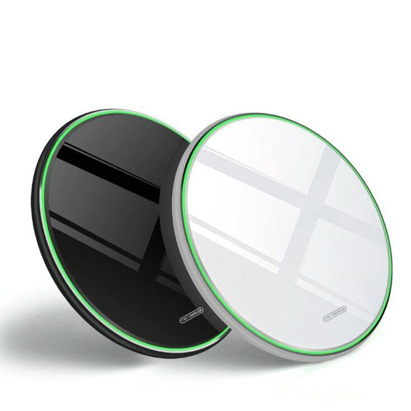 15W Round Wireless Charger Fast Charge - Mirror White 13