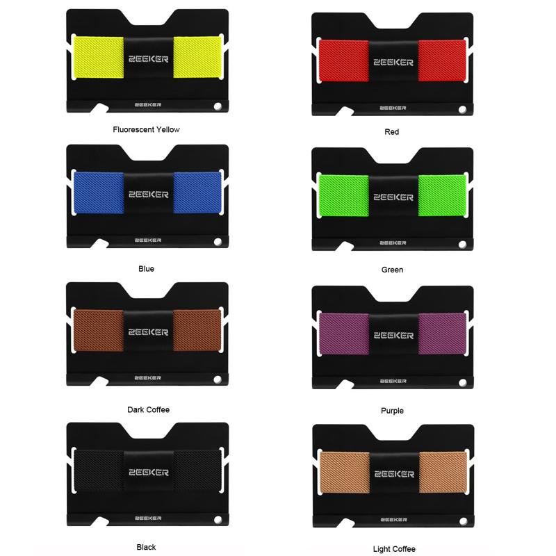 Multi Function Aluminum Card Holder For Men & Women Elastic Band Wallet - Black 3