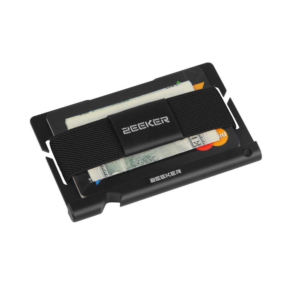 Multi Function Aluminum Card Holder For Men & Women Elastic Band Wallet - Black 4