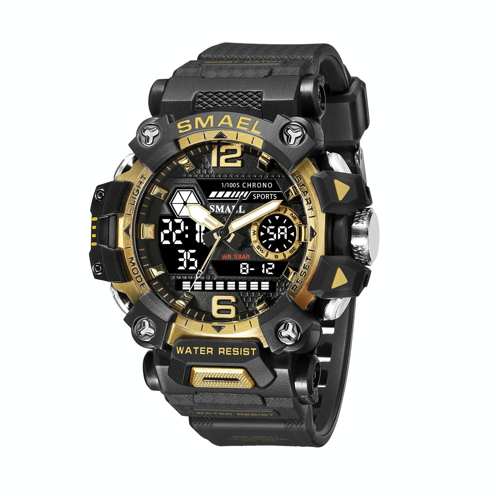 Waterproof Dual Display Outdoor Watch - Multifunctional Alloy for Men - Black Blue 11