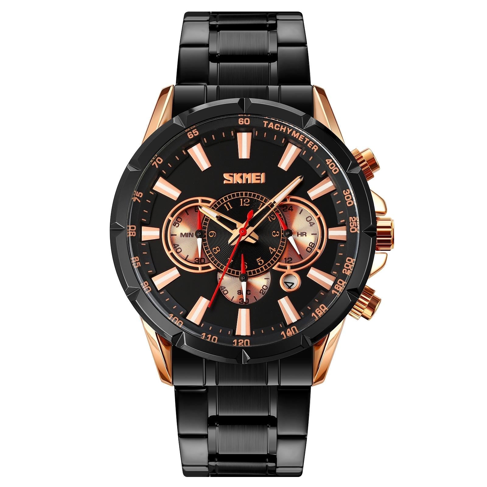 Stainless Steel Men Quartz Watch with Calendar - 9241 - Silver 15