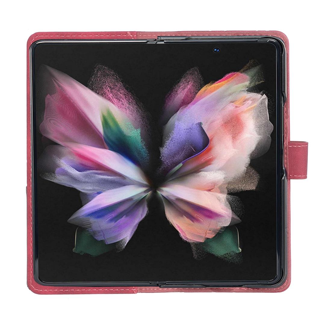 For Samsung Galaxy Z Fold4 5G Magnetic Rhombus Texture Case - Red 5