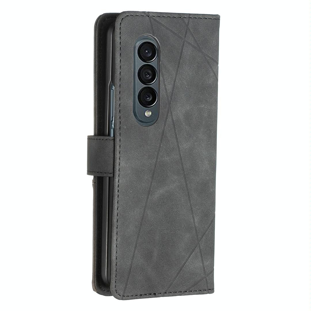 For Samsung Galaxy Z Fold4 5G Magnetic Rhombus Texture Case - Red 9