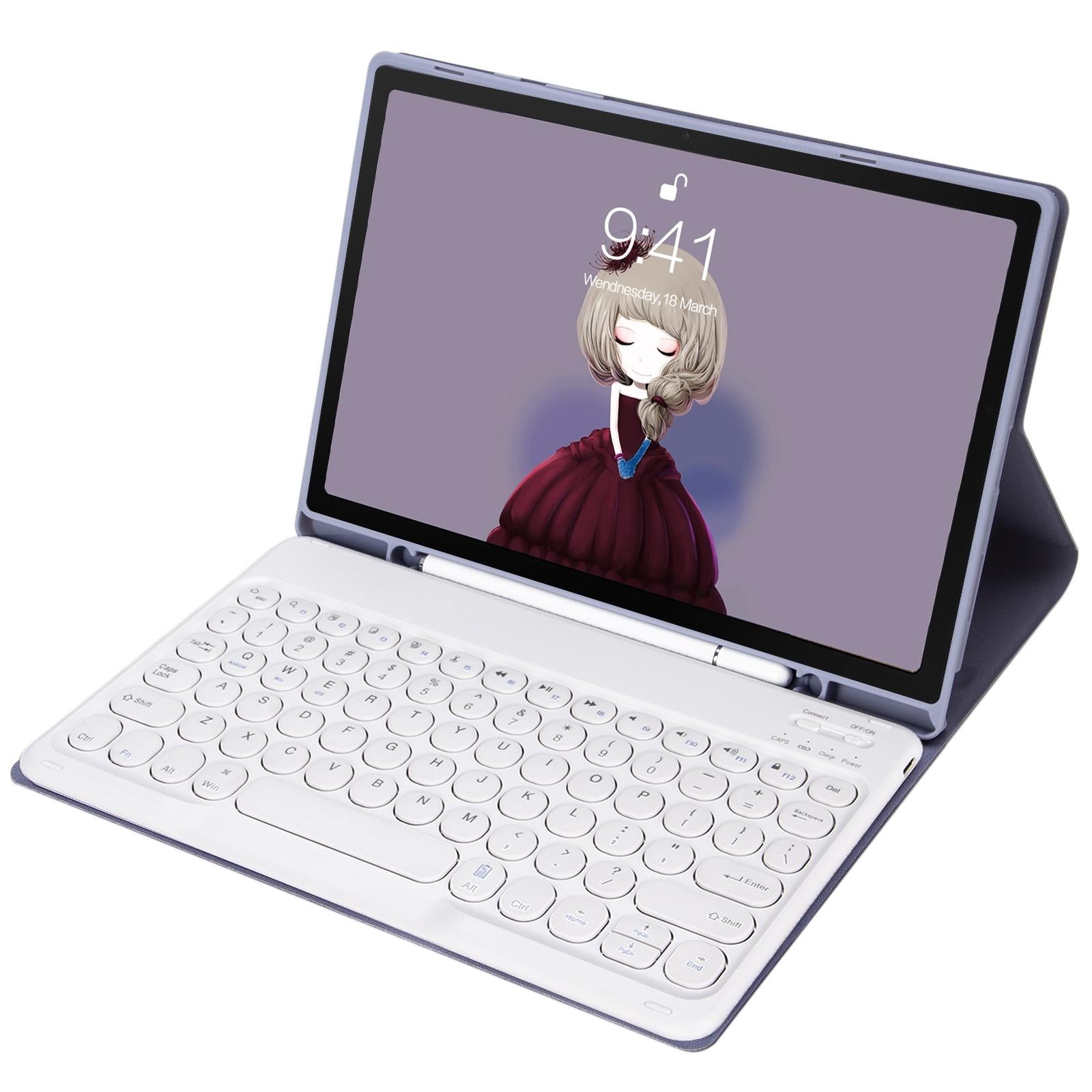 Detachable Bluetooth Keyboard Leather Case For Ipad Air 4 / 5 - Candy Colour Skin Texture - 10.9 Inch - Purple 4