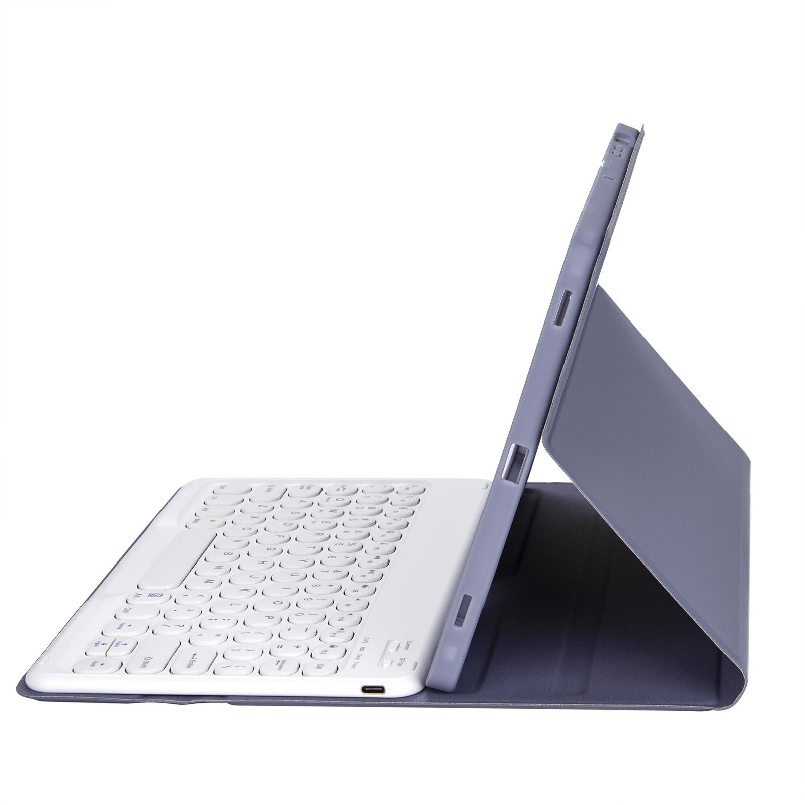 Detachable Bluetooth Keyboard Leather Case For Ipad Air 4 / 5 - Candy Colour Skin Texture - 10.9 Inch - Purple 5