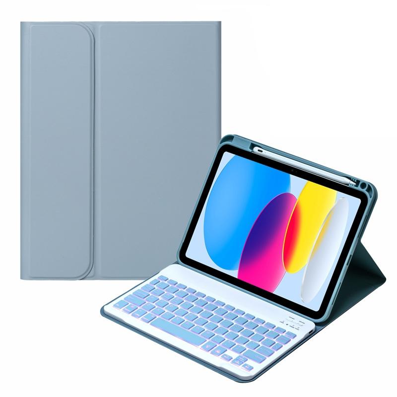 10.9 Ipad 10Th Gen 2022 Backlit Keyboard Case With Pen Slot - Bluetooth Leather - Light Purple
