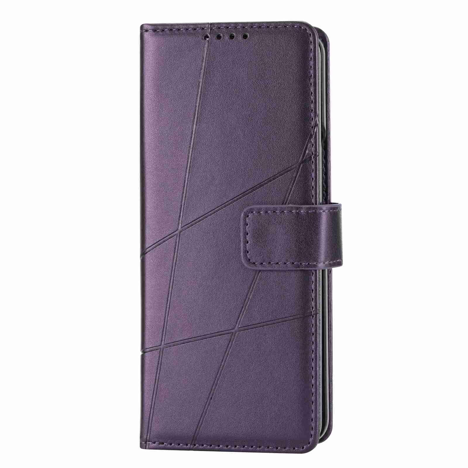 For Samsung Galaxy Z Fold4 5G Embossed Pu Leather Phone Case - Purple 3