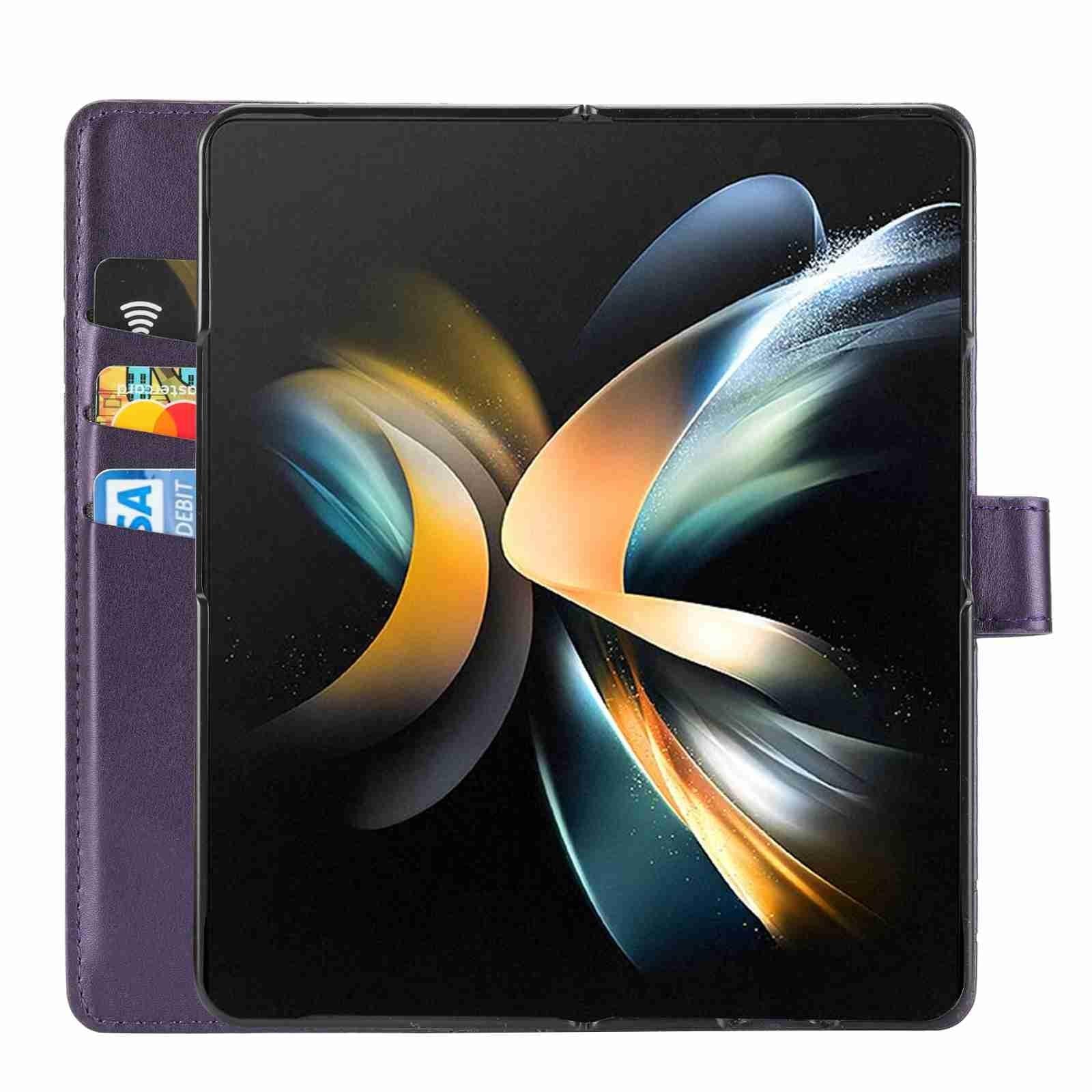 For Samsung Galaxy Z Fold4 5G Embossed Pu Leather Phone Case - Purple 5