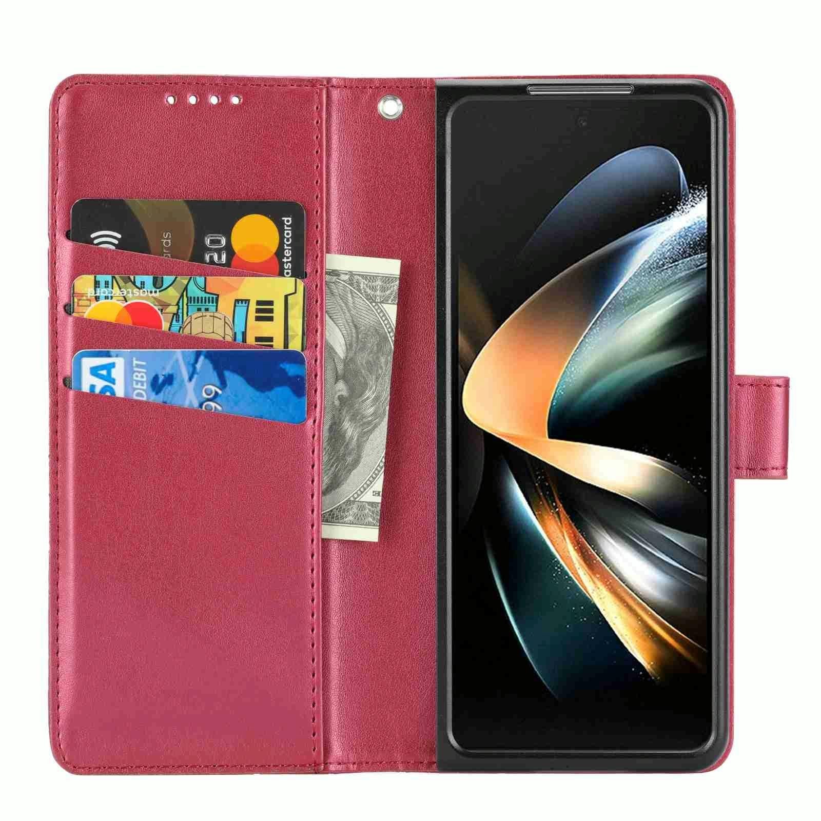 For Samsung Galaxy Z Fold4 5G Embossed Pu Leather Phone Case - Purple 11