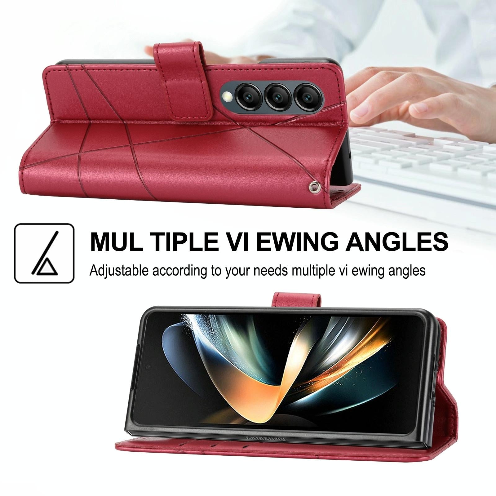 For Samsung Galaxy Z Fold4 5G Embossed Pu Leather Phone Case - Purple 13