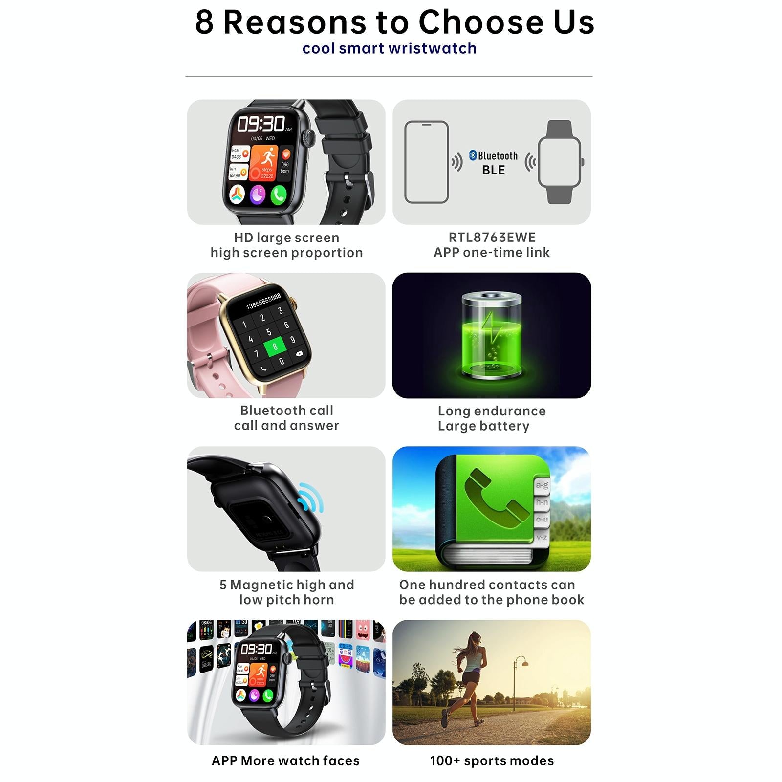1.83 Inch Bt5.2 Smart Sport Watch Support Sleep / Heart Rate / Blood Oxygen / Temperature / Blood Pressure Health Monitor - Black + Green 5