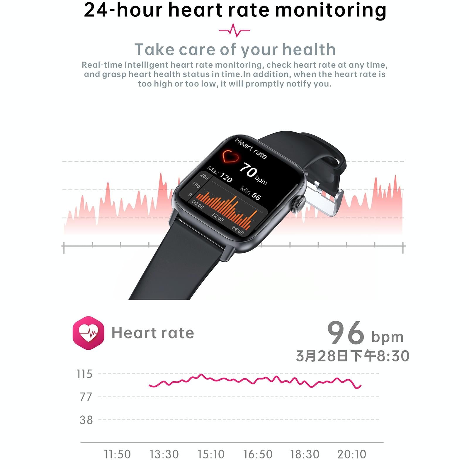 1.83 Inch Bt5.2 Smart Sport Watch Support Sleep / Heart Rate / Blood Oxygen / Temperature / Blood Pressure Health Monitor - Black + Green 10