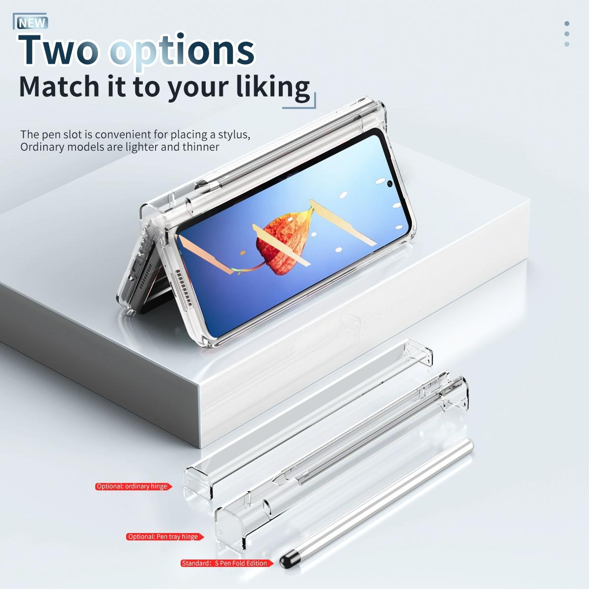For Samsung Galaxy Z Fold4 5G Full Body Phone Case with Integrated Hinge and Pen Slot - Transparent 5